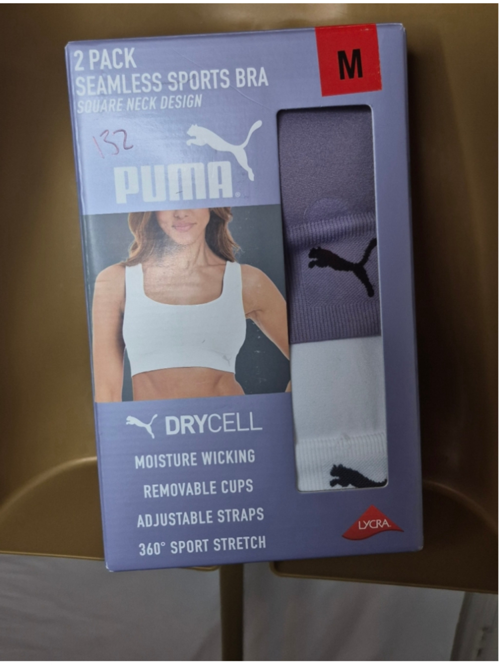 Puma Lavender & White 2-Pack Seamless Sports Bras